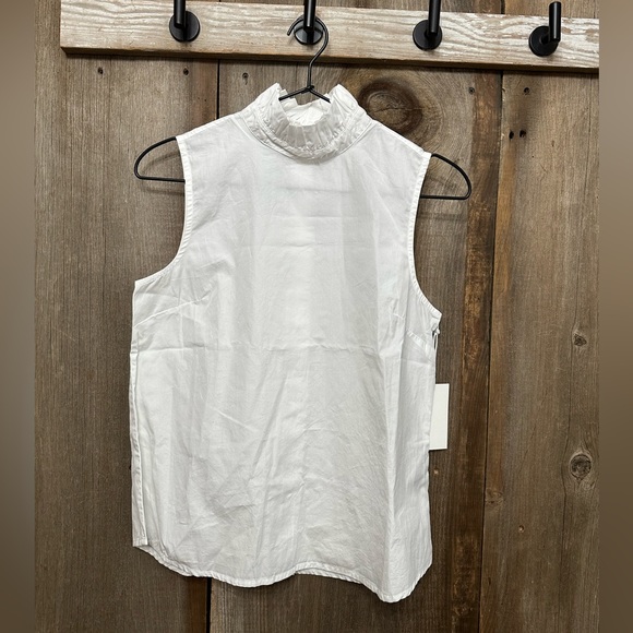 Frame Denim Tops - Frame Ruffle Mock Neck Sleeveless Blouse in White Size XS